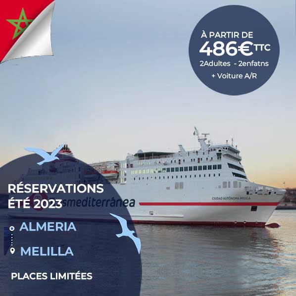 Réservez dès maintenant votre traversée estivale 2023 avec le ferry Almeria-Melilla : ouverture des réservations!