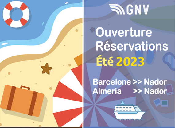 🇪🇸 - 🇲🇦 Ouverture des réservations  Été 2023 Barcelone Nador et Almeria Nador