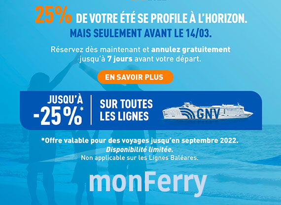 Promotion Early Booking -25% Ferry Sete Tanger